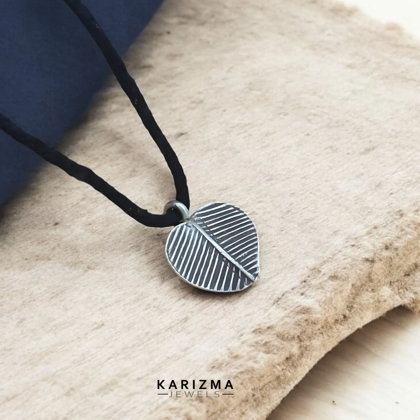 925 Sterling Silver handmade Oxidized twisted leaf with black thread Women single Anklet