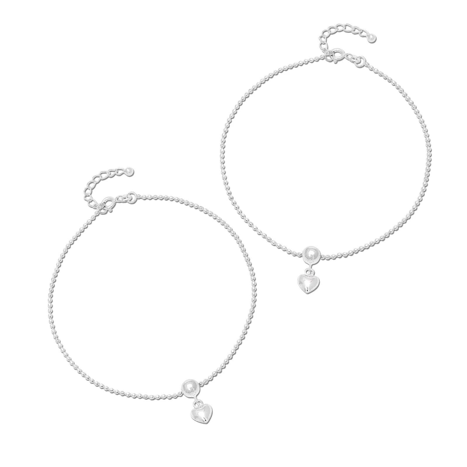 925 Sterling Silver Loving Pearl Heart Silver Anklet