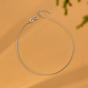 925 Sterling Silver Minimal Balls Beads Anklet