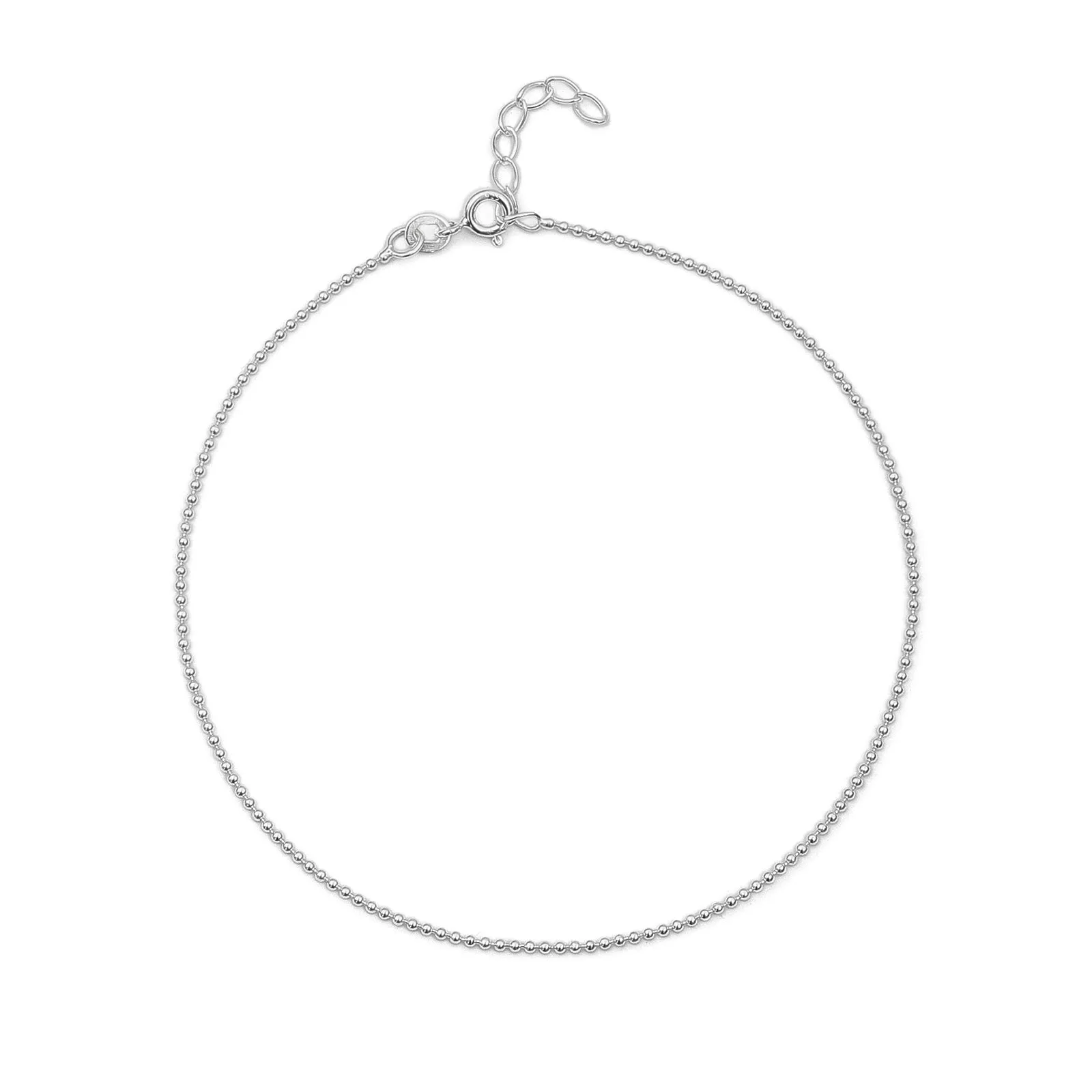 925 Sterling Silver Minimal Balls Beads Anklet