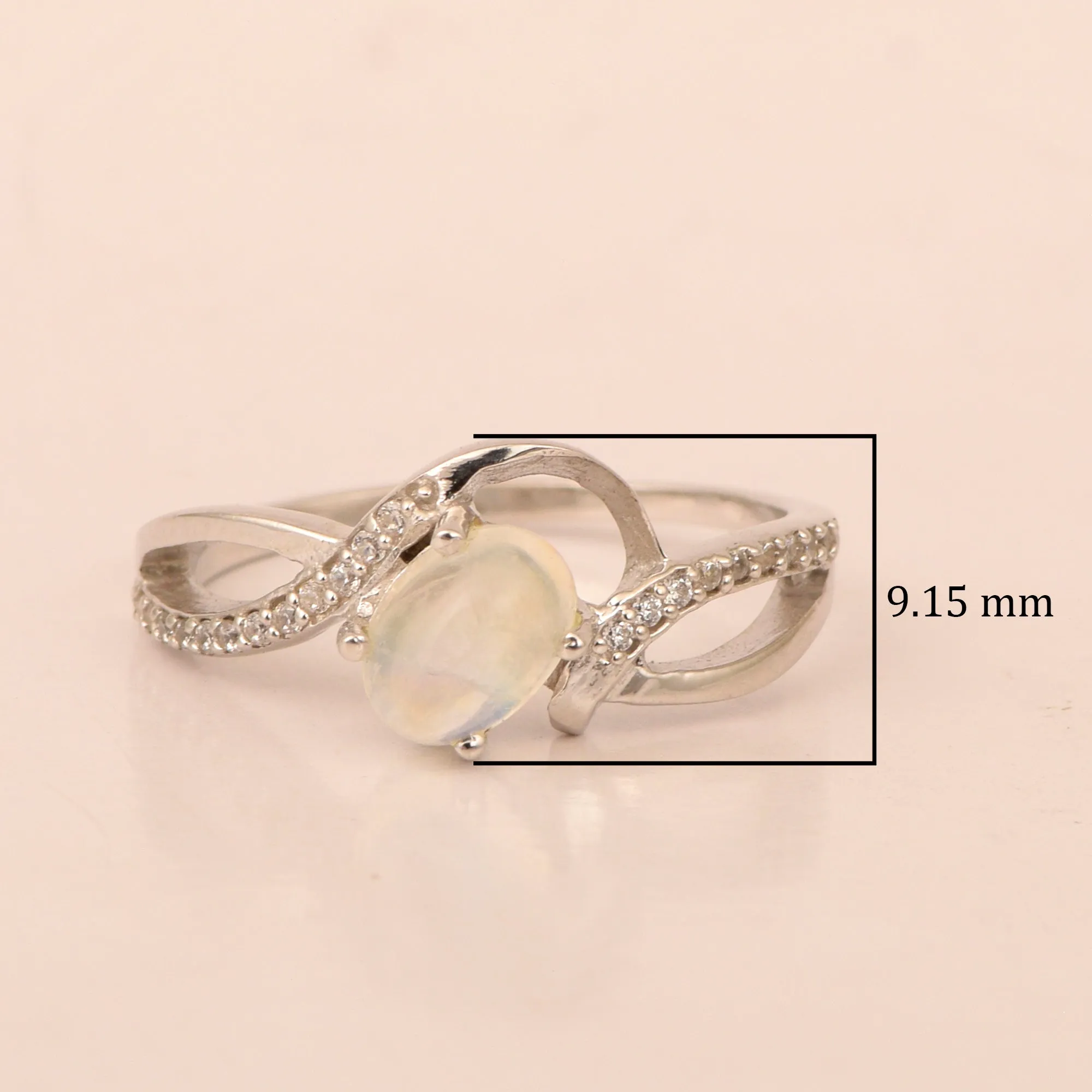 925 Sterling Silver Oval 7X5MM Moonstone Birthstone Rings