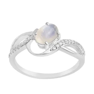 925 Sterling Silver Oval 7X5MM Moonstone Birthstone Rings