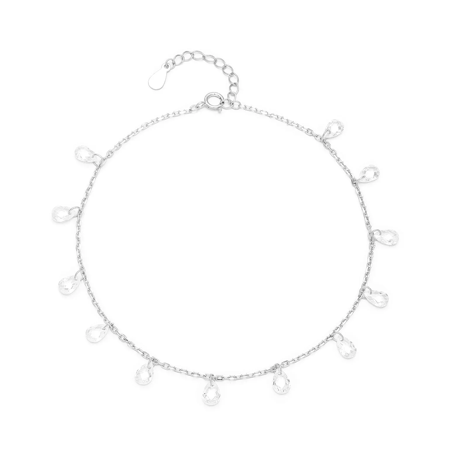 925 Sterling Silver Raindrop Silver Chain Anklet