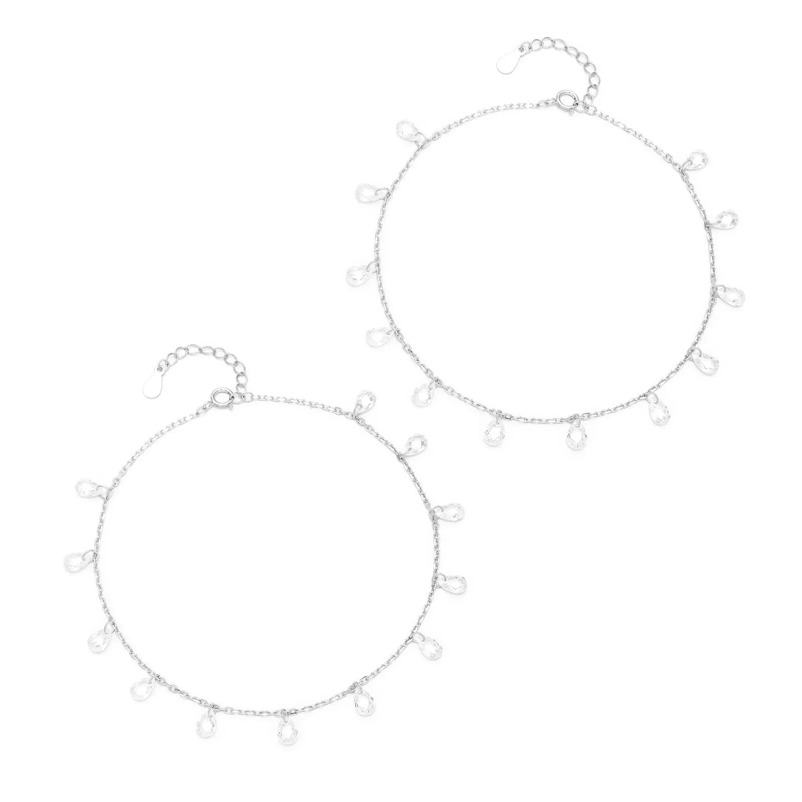 925 Sterling Silver Raindrop Silver Chain Anklet