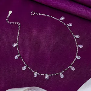 925 Sterling Silver Raindrop Silver Chain Anklet