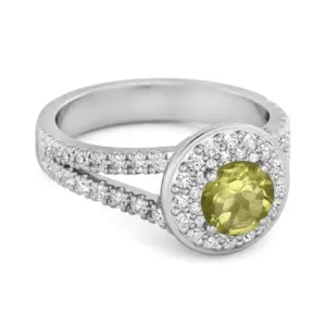 925 Sterling Silver Round Peridot Beautiful Double Halo Ring
