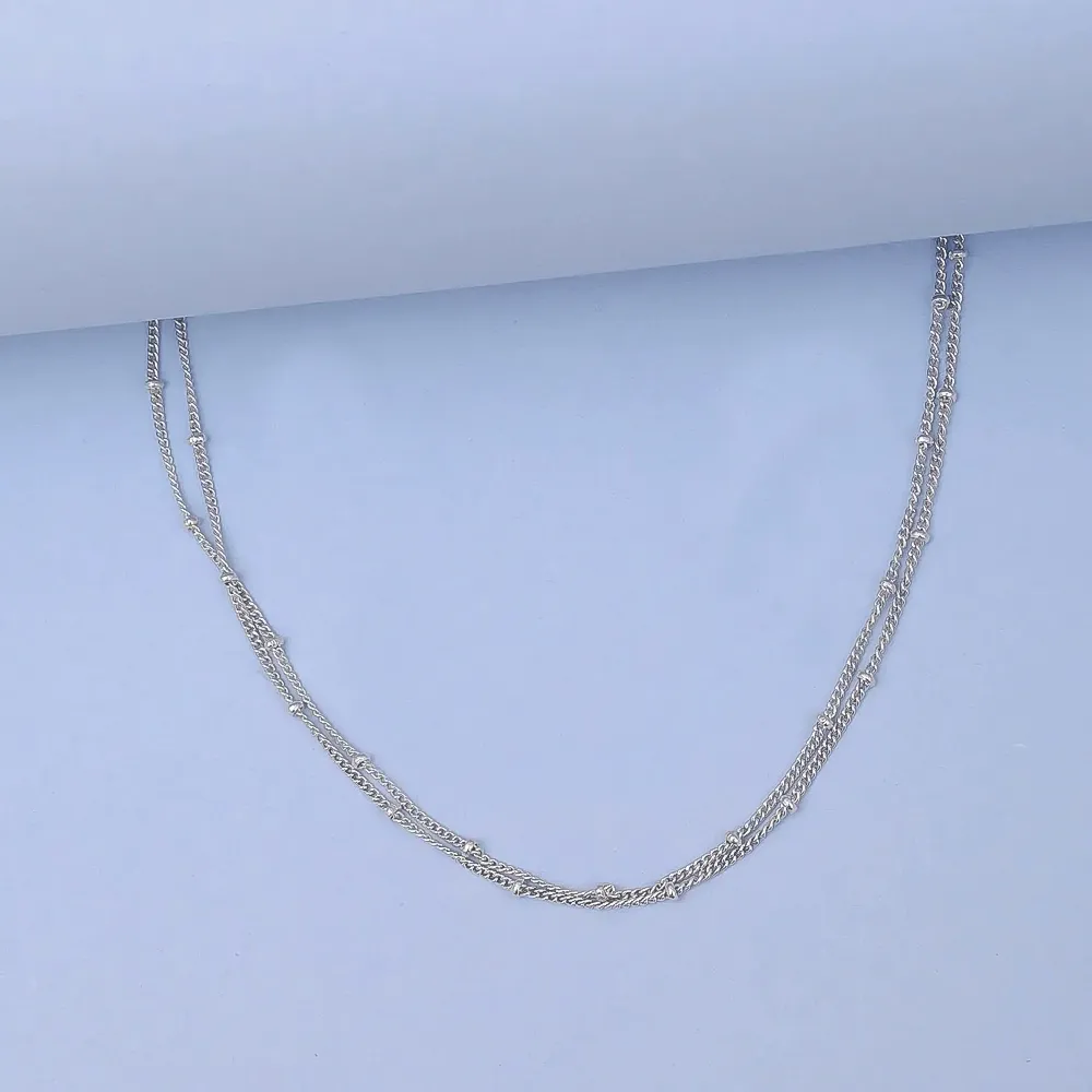 925 Sterling Silver Two Line Chain Silver Anklet (Single)