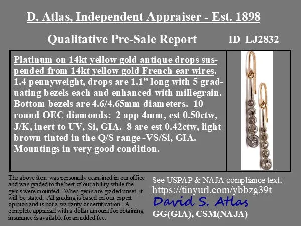 .92ctw Old European Cut Diamond Dangle Conversion Earrings
