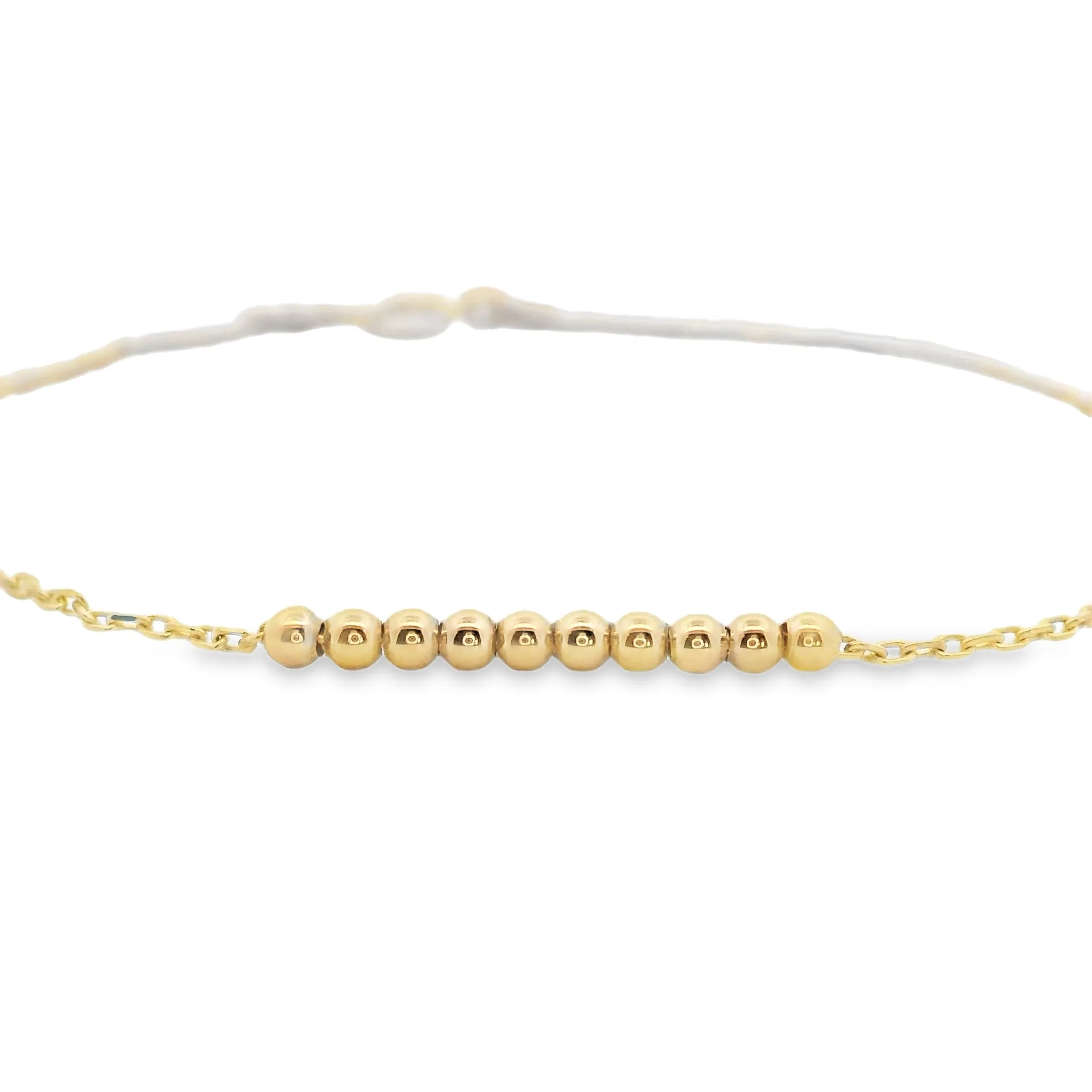 9ct Yellow Gold Beaded Bracelet 19cm