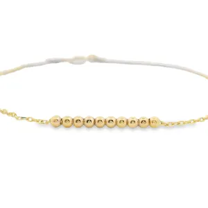 9ct Yellow Gold Beaded Bracelet 19cm
