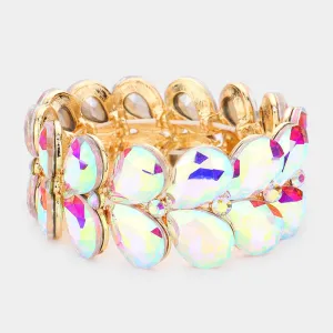 AB Teardrop Stone Stretch Pageant Bracelet on Gold | AB Bracelet | 558514