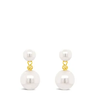 Absolute Gold & Double Pearl Small Drop Earrings