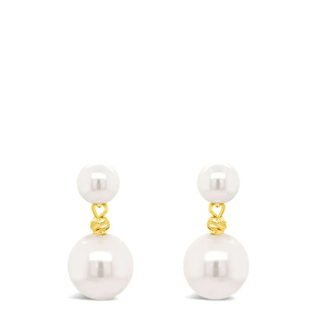 Absolute Gold & Double Pearl Small Drop Earrings
