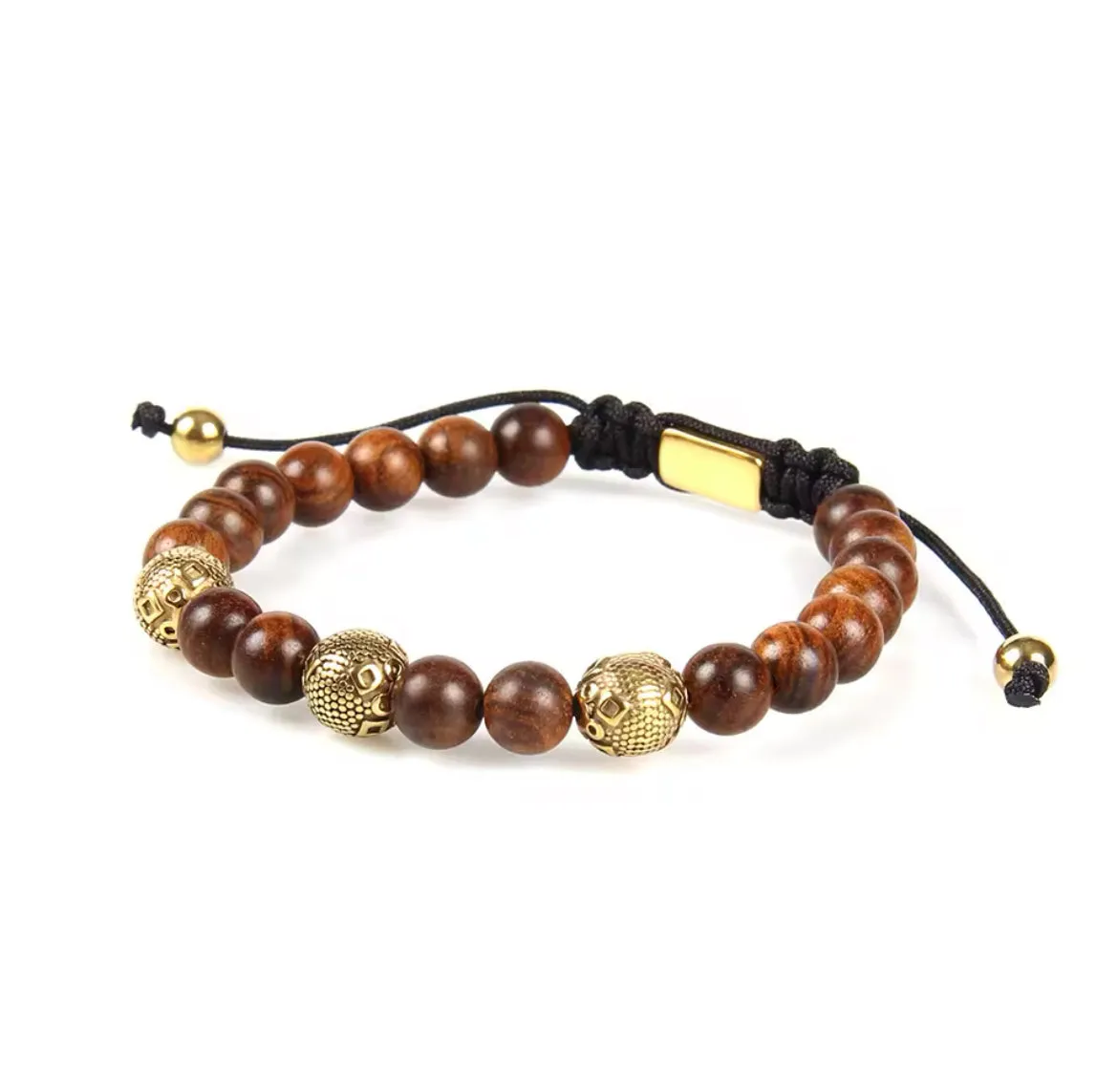 Agarwood & Gold Beads Bracelet