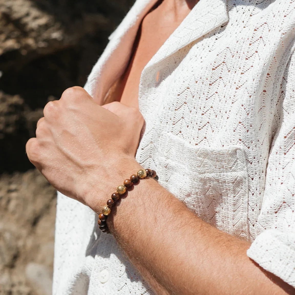 Agarwood & Gold Beads Bracelet