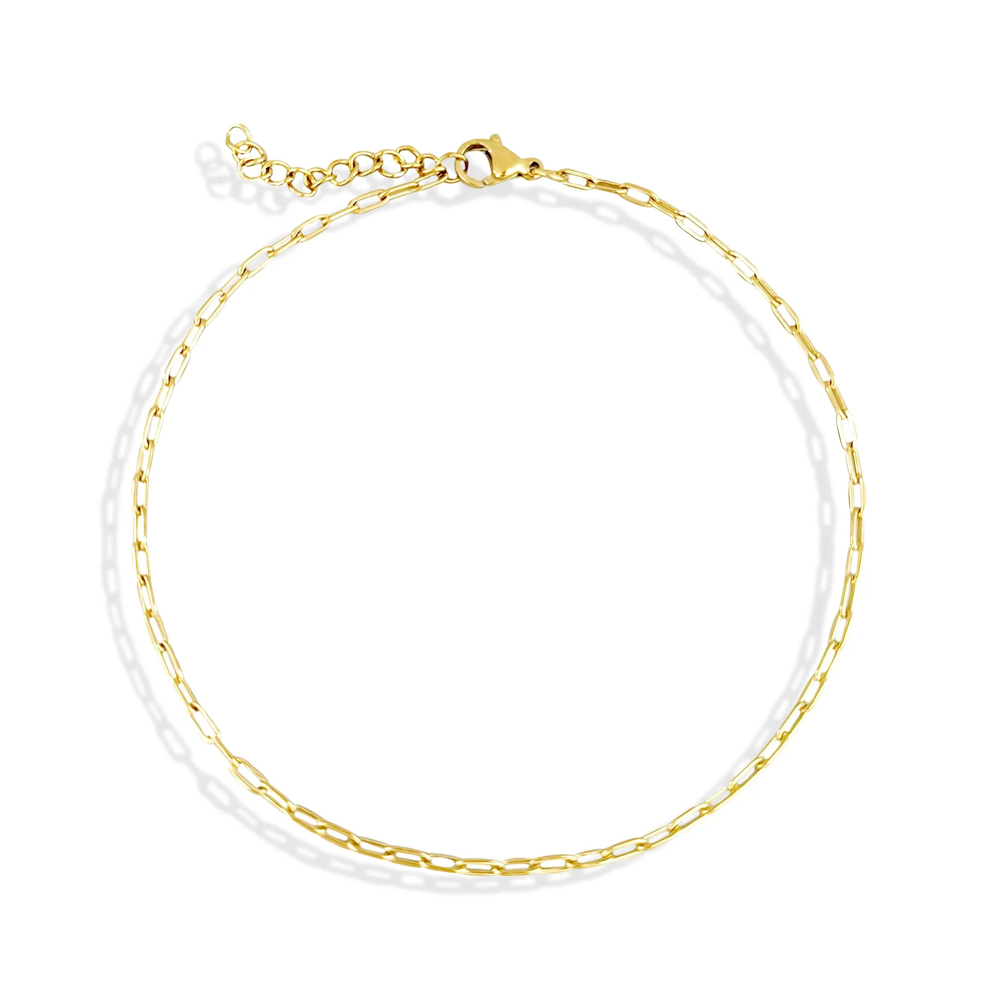 ALEX DAINTY GOLD BABY PAPERCLIP CHAIN ANKLET