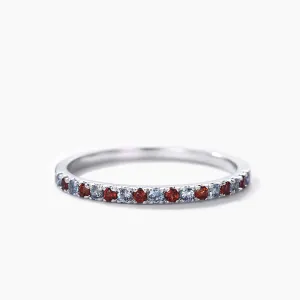 Alexandrite Garnet Wedding Band Half Eternity 1.5mm Stacking Ring for Women