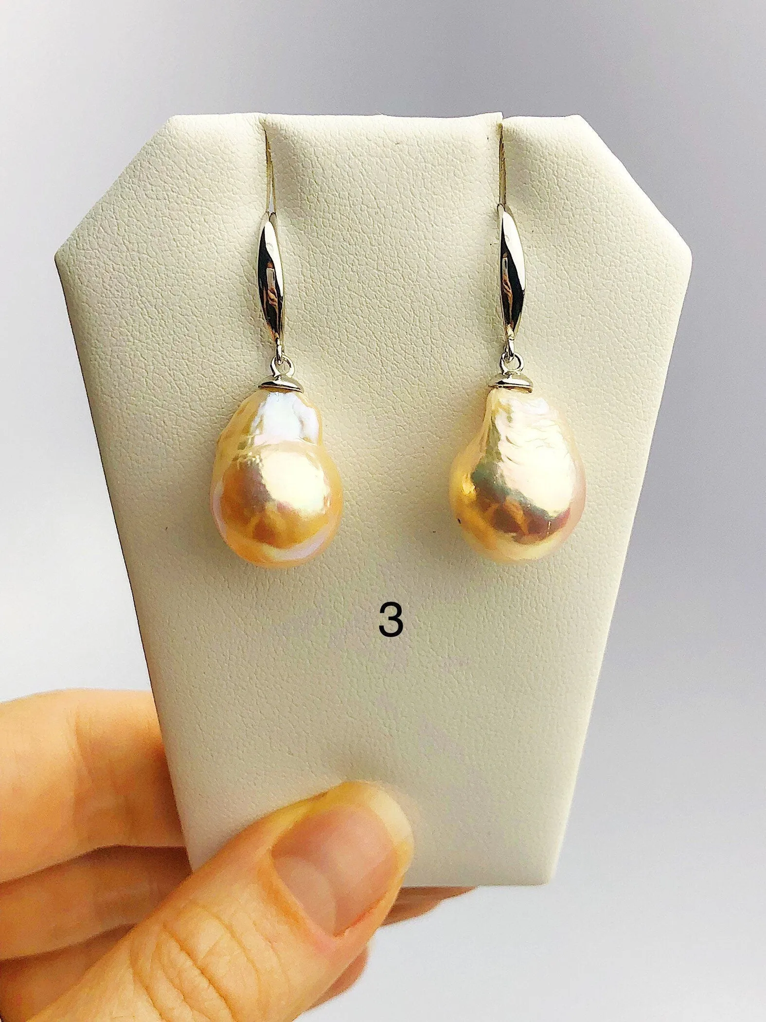 All Natural Edison Freshwater Baroque Pearl Drop Earrings on 925 Sterling Silver (474 No. 1-3)