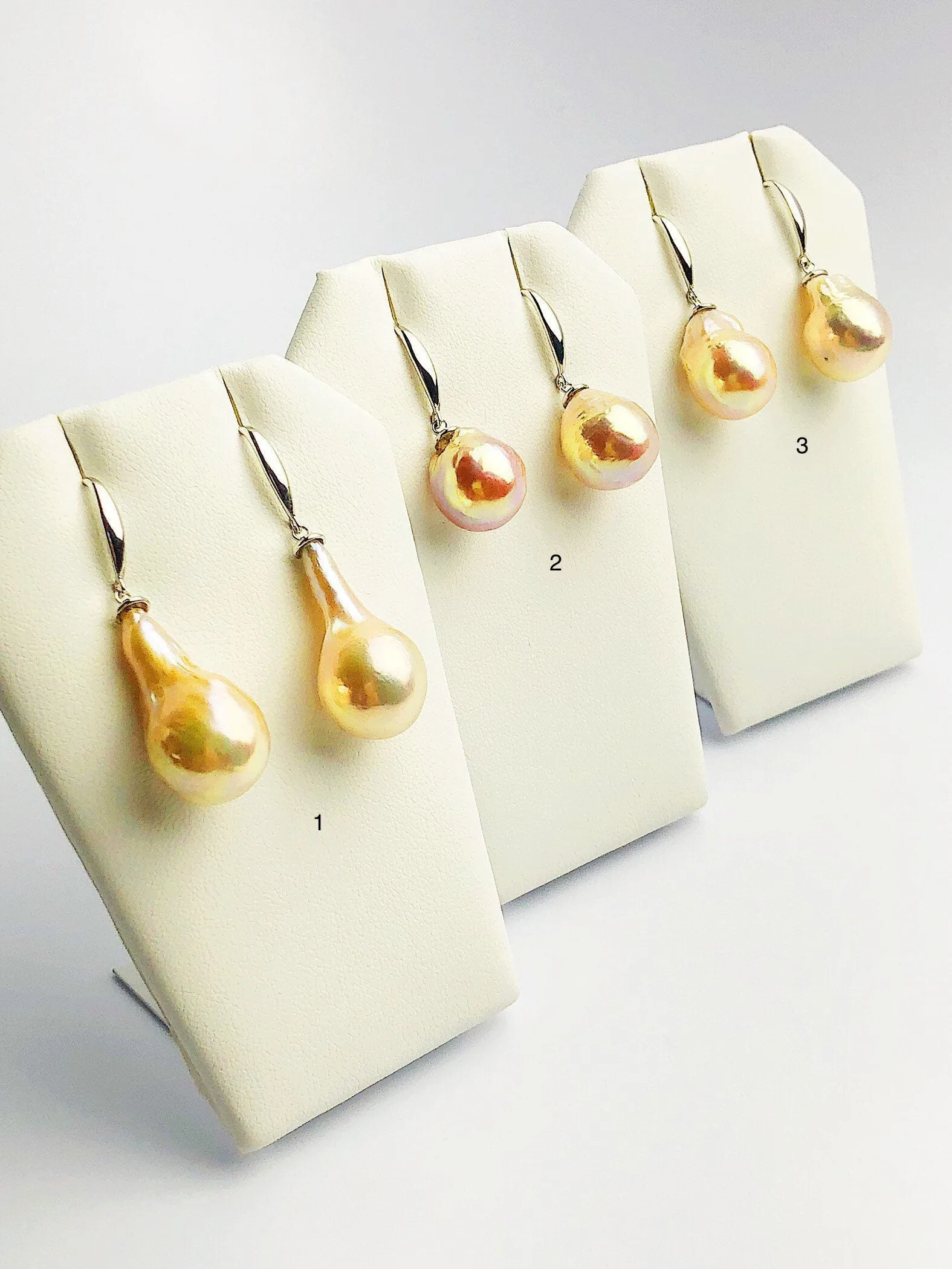 All Natural Edison Freshwater Baroque Pearl Drop Earrings on 925 Sterling Silver (474 No. 1-3)