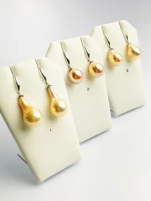 All Natural Edison Freshwater Baroque Pearl Drop Earrings on 925 Sterling Silver (474 No. 1-3)