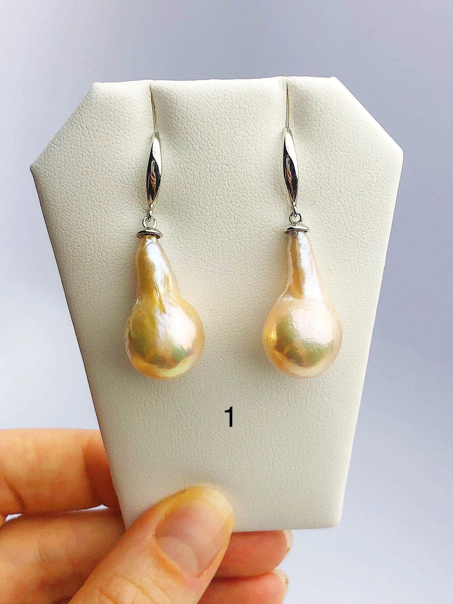 All Natural Edison Freshwater Baroque Pearl Drop Earrings on 925 Sterling Silver (474 No. 1-3)