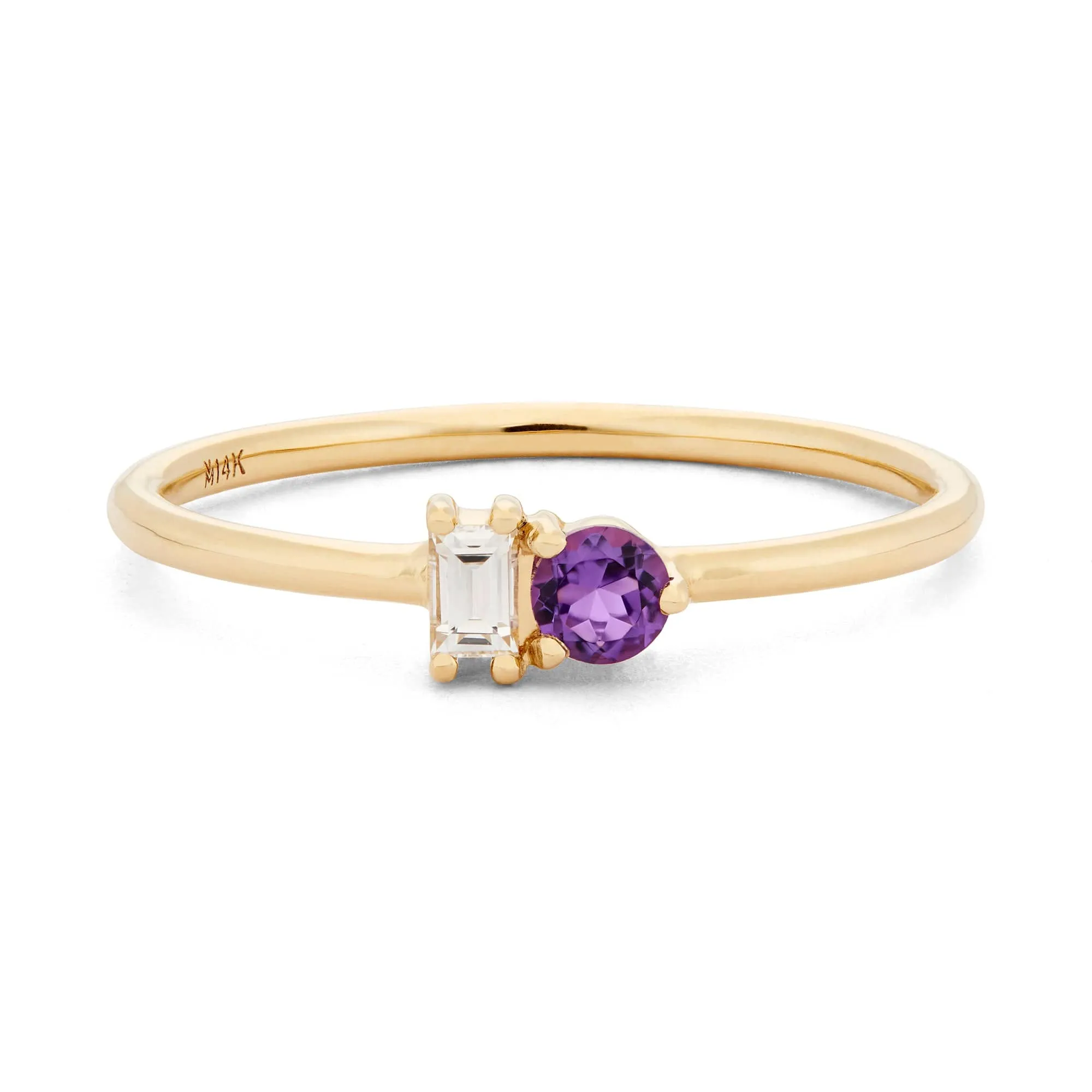 Amethyst & Diamond Baguette Ring