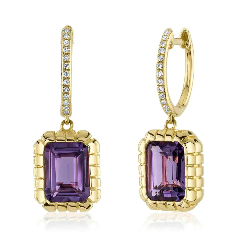 Amethyst & Diamond Drop Earrings