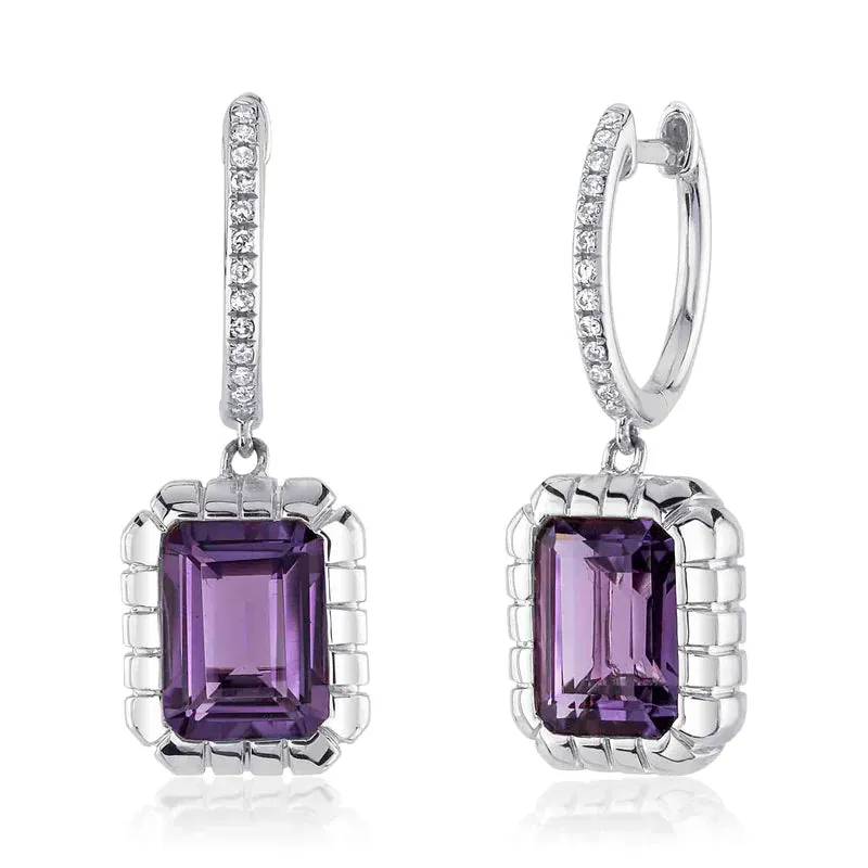 Amethyst & Diamond Drop Earrings