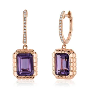 Amethyst & Diamond Drop Earrings