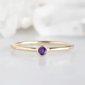 Amethyst Birthstone Stacking Ring | 10K Yellow Gold