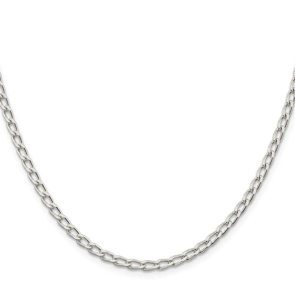 Amore La Vita Sterling Silver Rhodium-plated Polished 3.2mm 10 inch with Lobster Clasp Open Link Charm Anklet