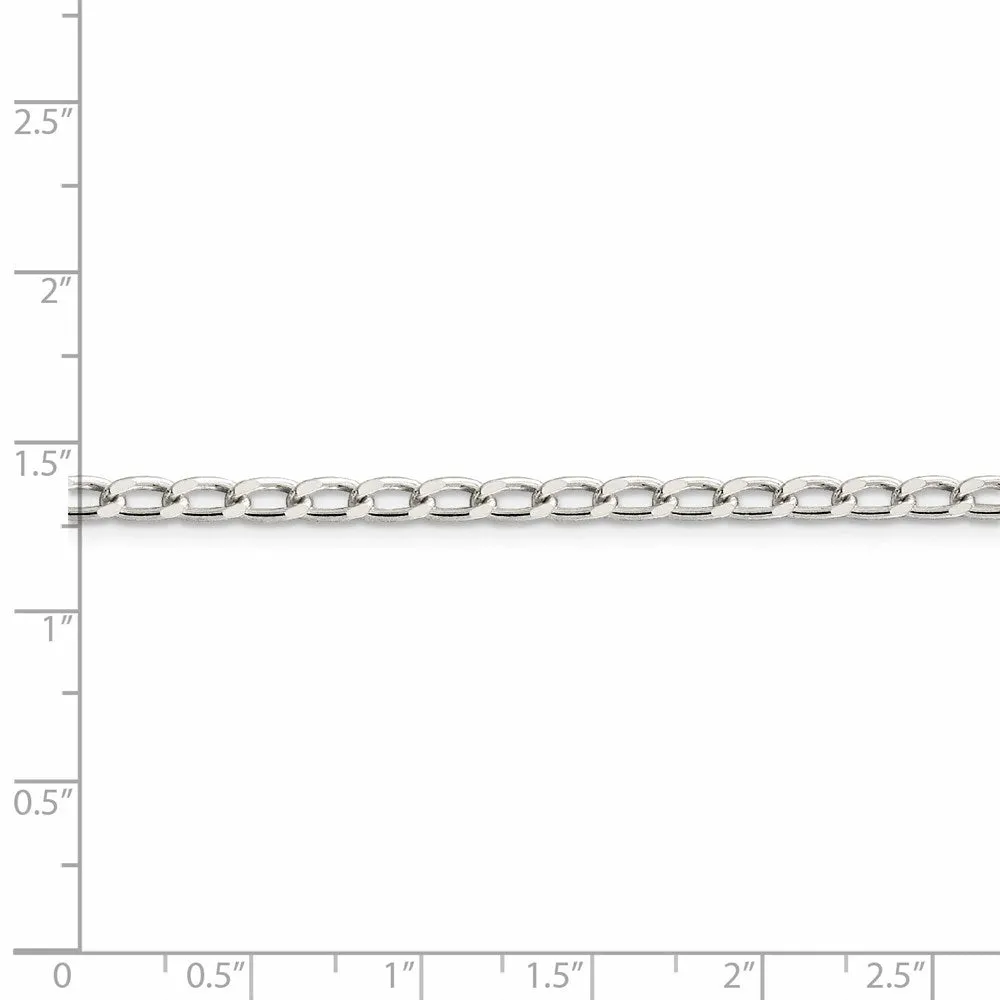 Amore La Vita Sterling Silver Rhodium-plated Polished 3.2mm 10 inch with Lobster Clasp Open Link Charm Anklet