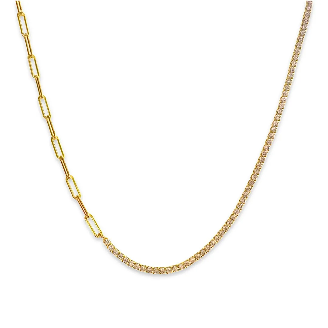 Amy Mixed Media Paperclip Link Tennis Choker