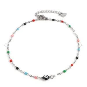 Anklet, Stainless Steel, Evil Eye Multicolour