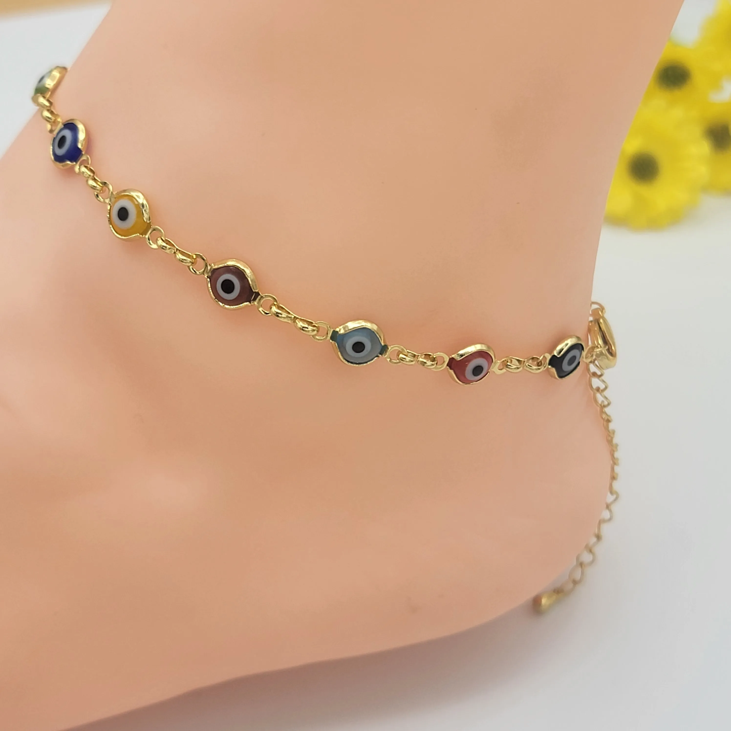 Anklets - Gold Plated. Multicolor Eyes *Premium Q*