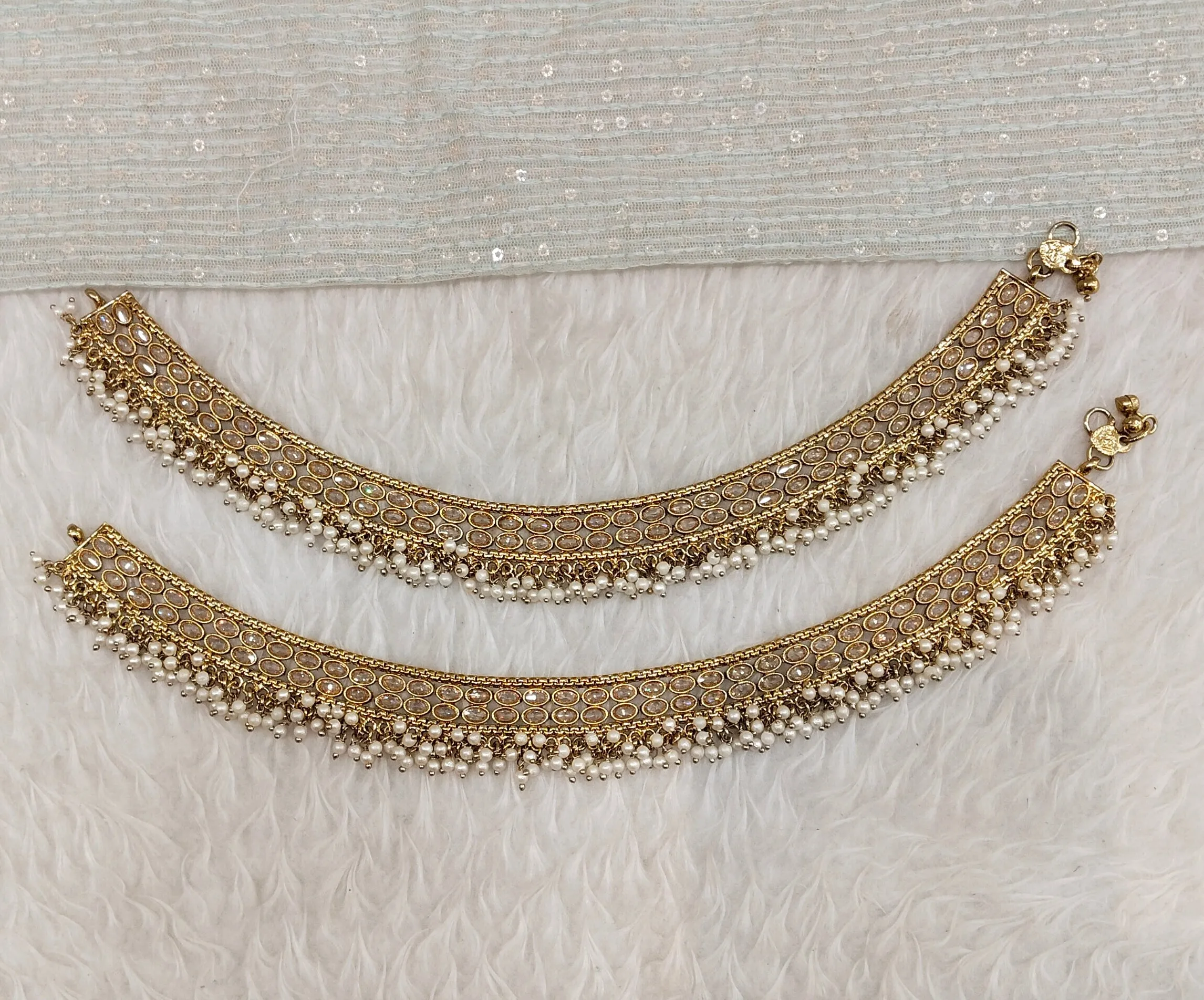 Antique Gold Anklets Jhanjar Payal Indian Jewellery Prince Set