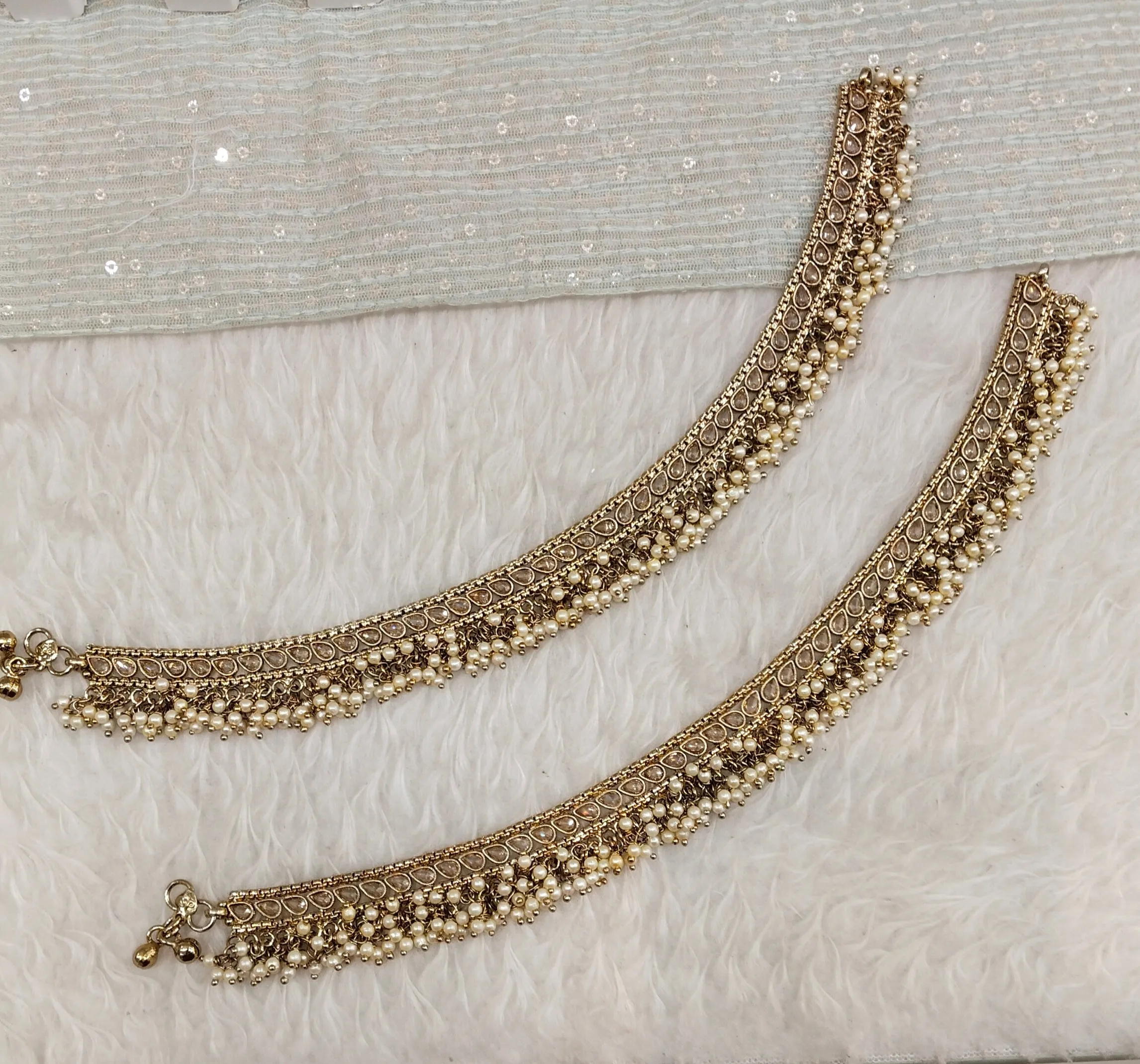 Antique Gold Anklets Jhanjar Payal Indian Jewellery Prince Set