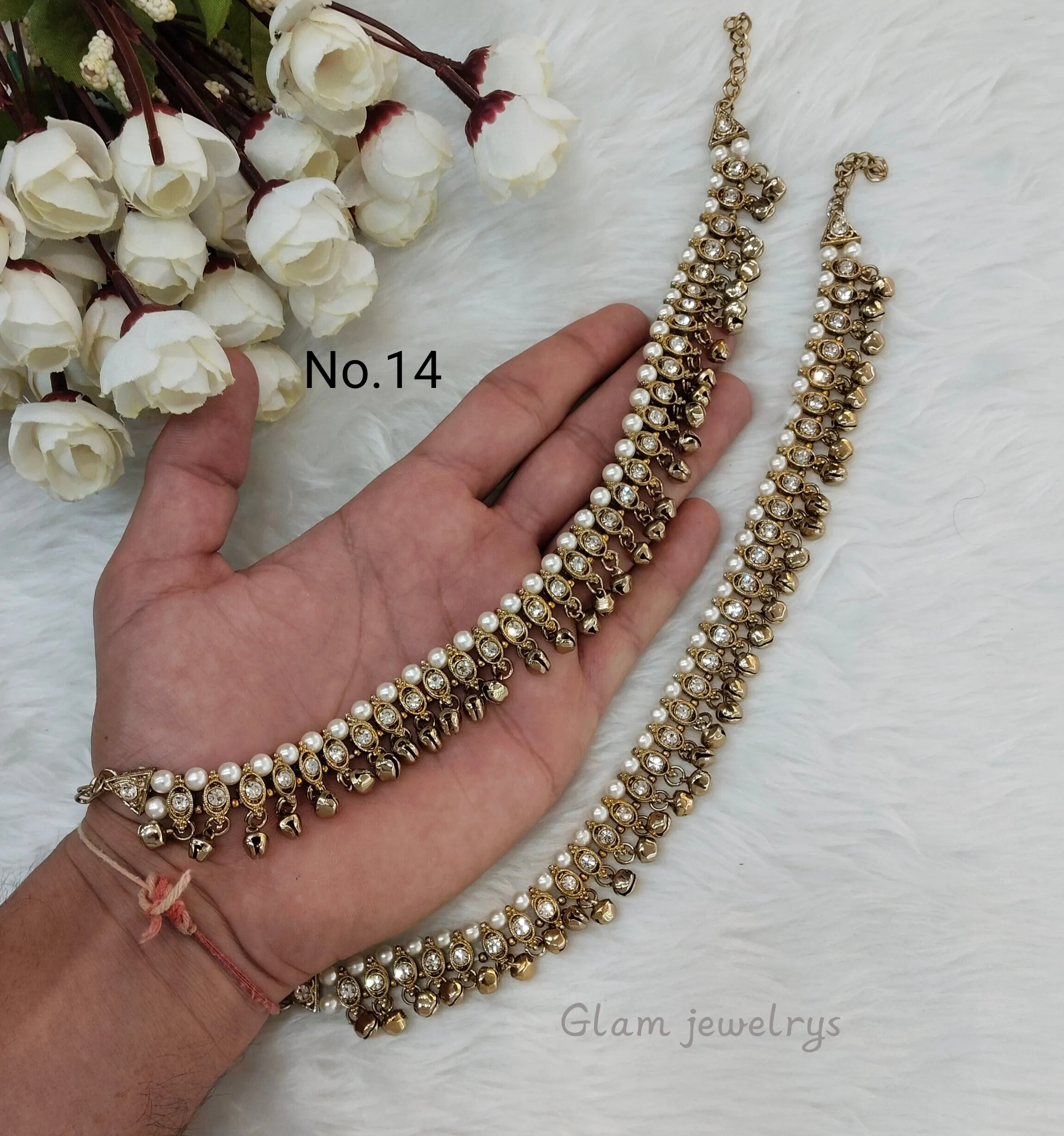 Antique Gold Anklets Jhanjar Payal Indian Jewellery  Set