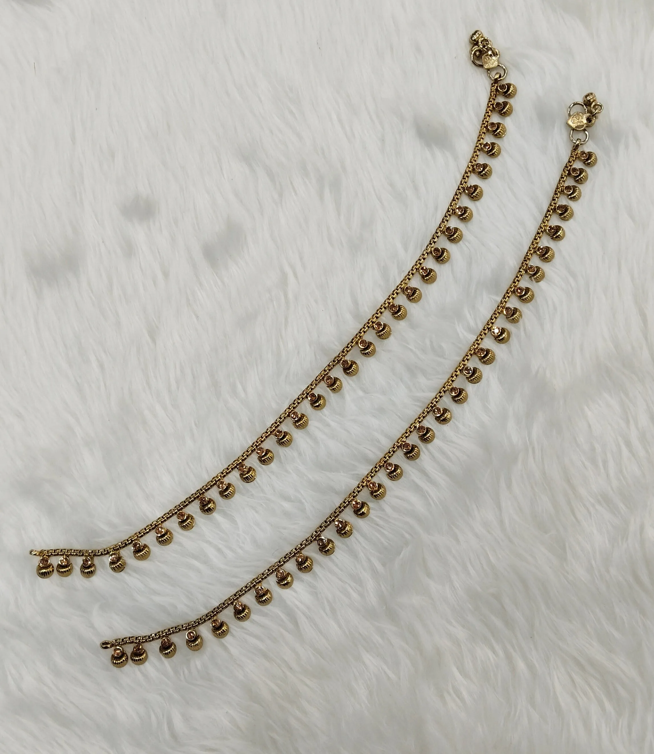 Antique Gold Anklets Jhanjar Payal Indian Jewellery  Set