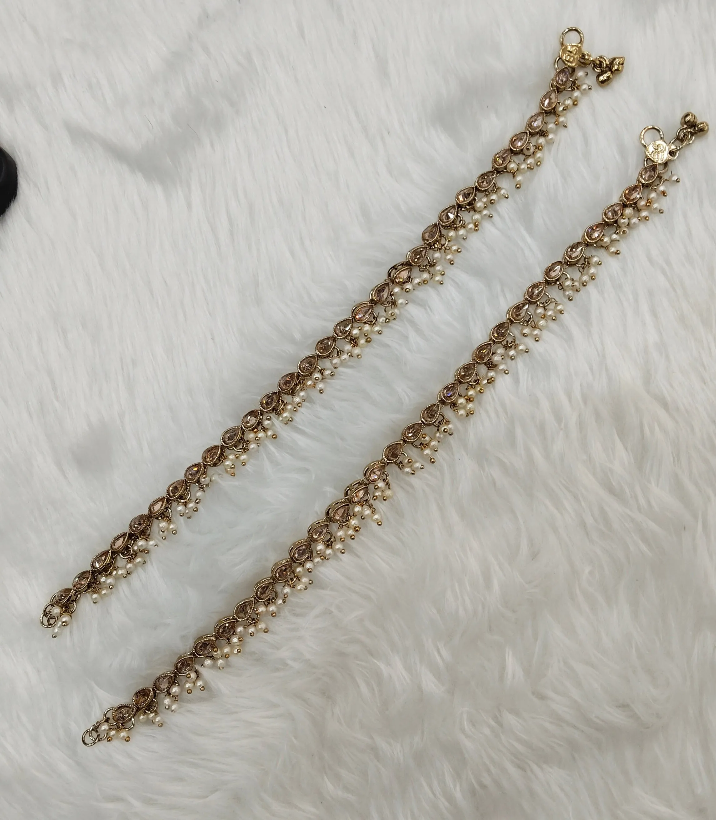 Antique Gold Anklets Jhanjar Payal Indian Jewellery  Set