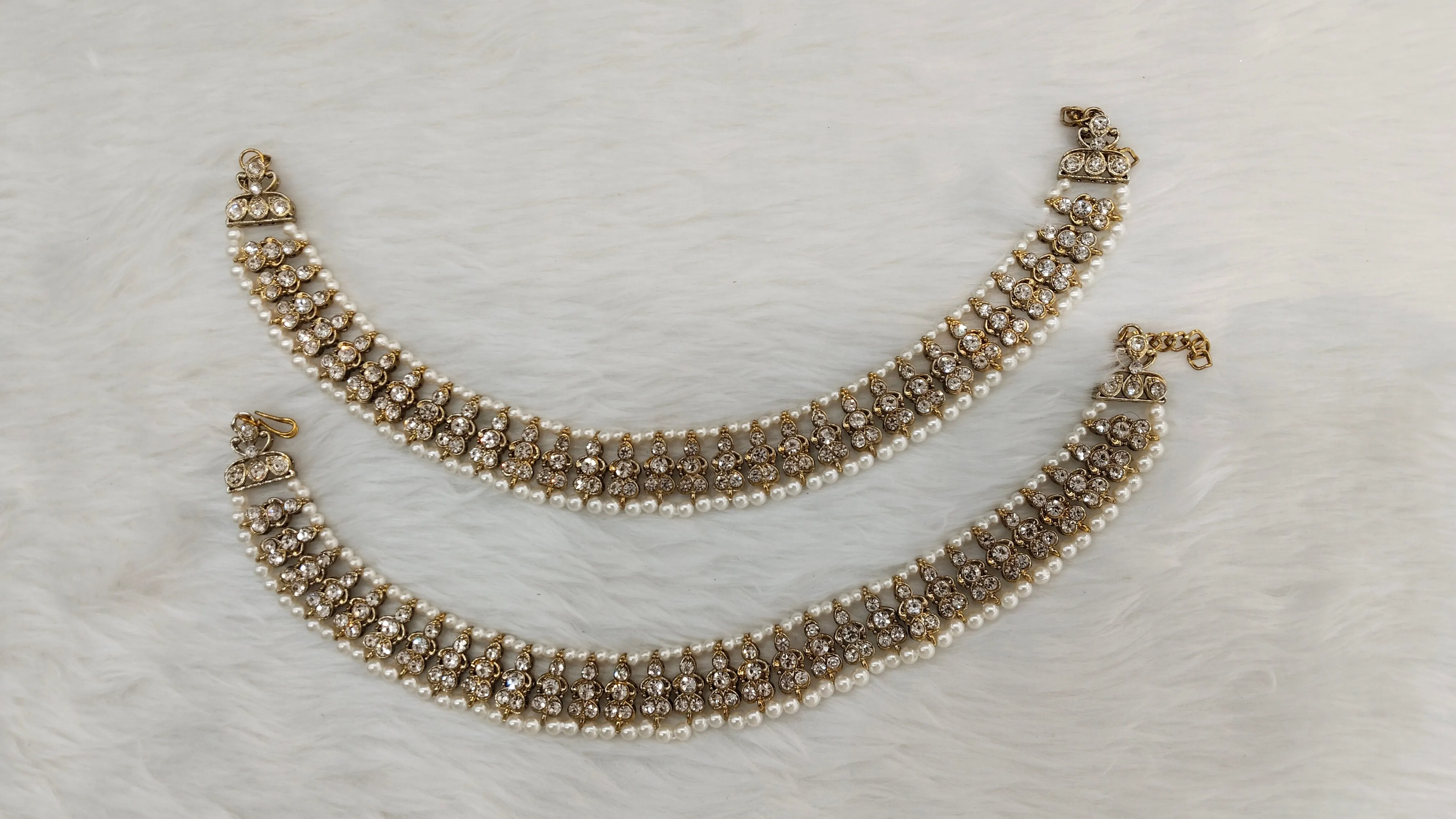Antique Gold Anklets Jhanjar Payal Indian Jewellery  Set