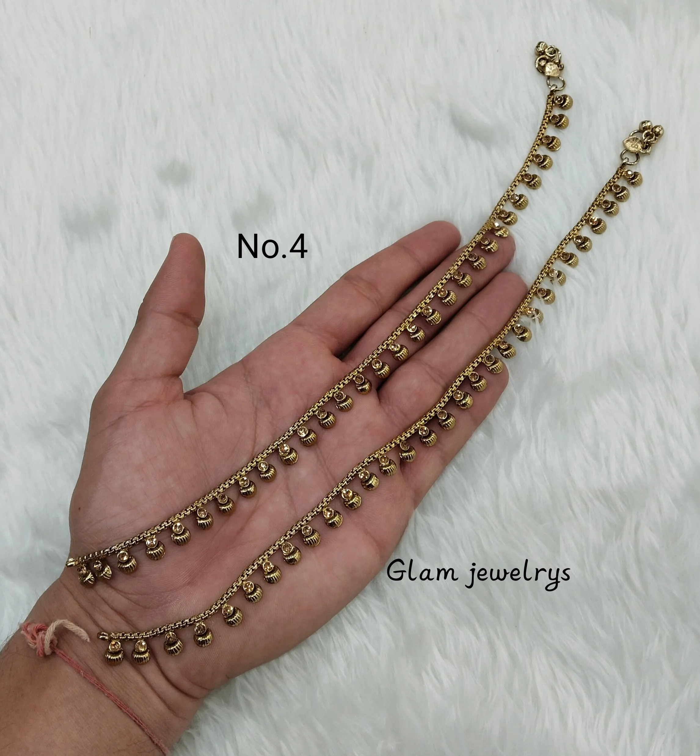 Antique Gold Anklets Jhanjar Payal Indian Jewellery  Set