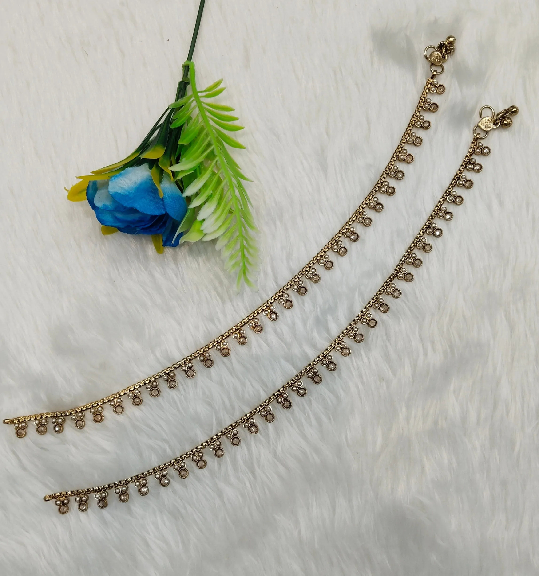 Antique Gold Anklets Jhanjar Payal Indian Jewellery  Set