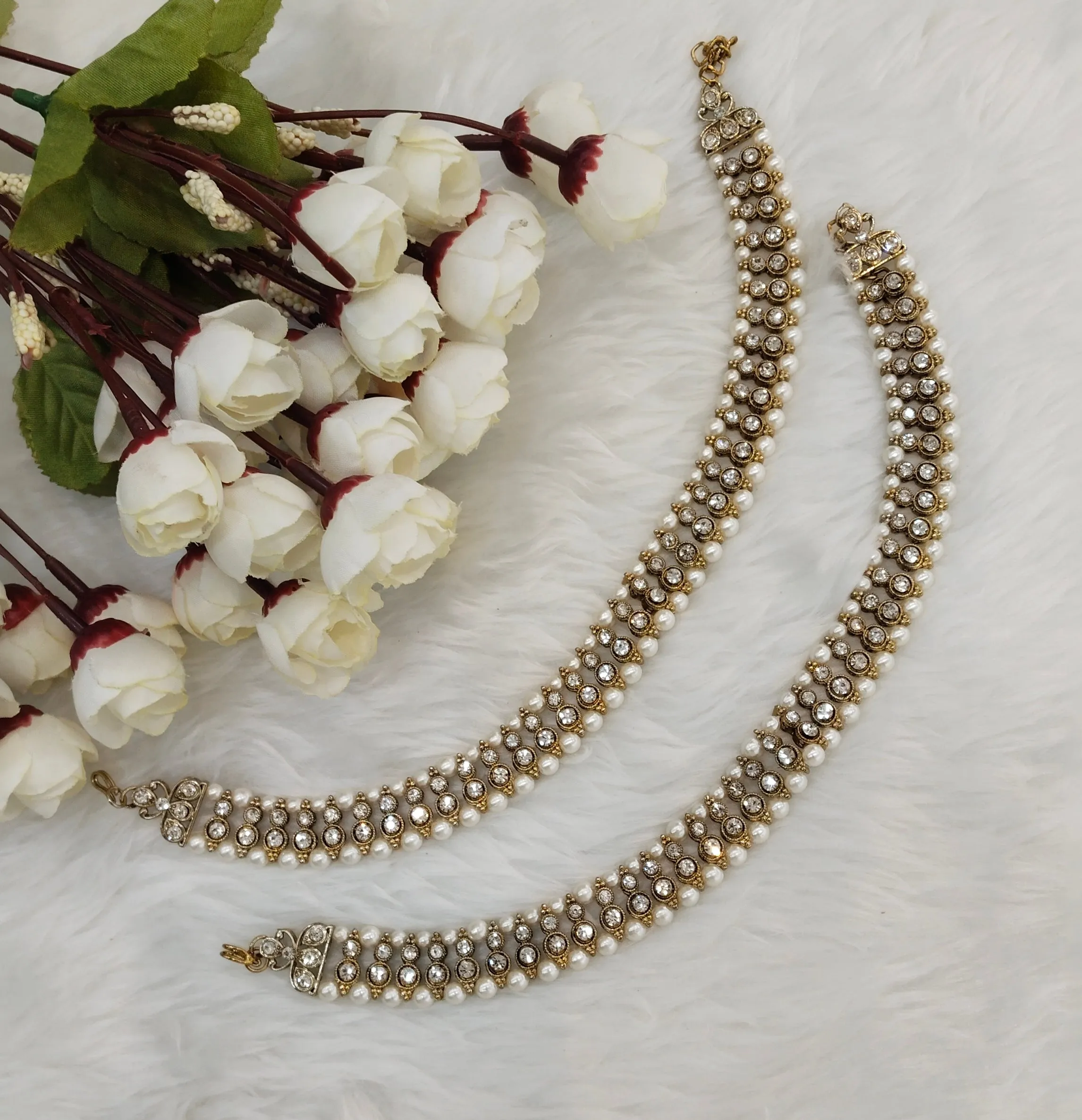 Antique Gold Anklets Jhanjar Payal Indian Jewellery  Set