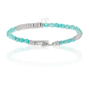 Apatite Stone Beaded Bracelet with 18k White Gold beads