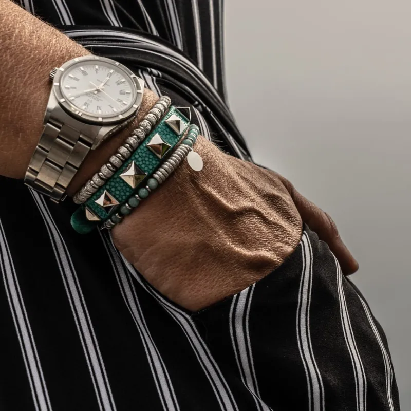 Apatite Stone Beaded Bracelet with 18k White Gold beads