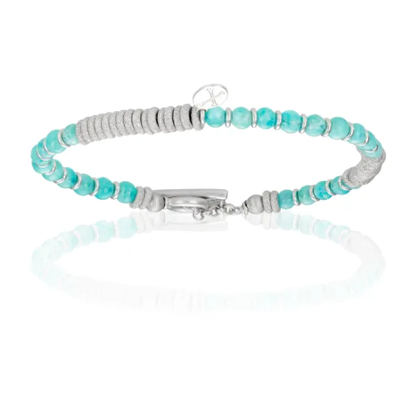 Apatite Stone Beaded Bracelet with 18k White Gold beads