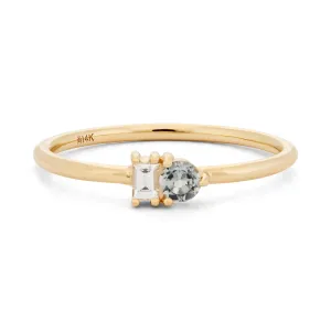 Aquamarine & Diamond Baguette Ring