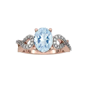 Aquamarine and Diamond Fashion Ring in 10K Rose Gold