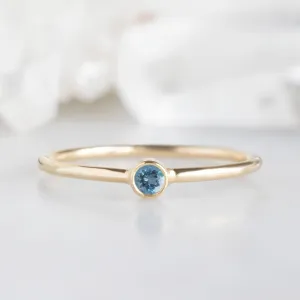 Aquamarine Birthstone Stacking Ring | 10K Yellow Gold